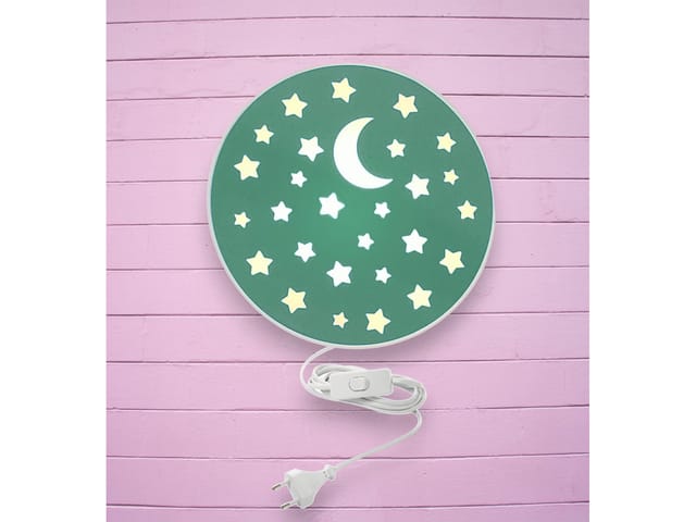 Meinewunschleuchte - led Kinderzimmer Wandleuchte mit Stecker und Schalter, Grün ø 25cm