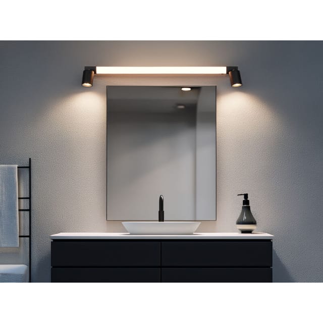 Led Bad Spiegelleuchte enrico mit 2 Strahlern & Schalter, Schwarz b: 90cm