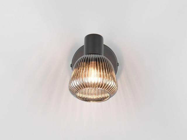 Meinewunschleuchte - led Wandstrahler mit Glasschirm Chrom bedampft, Breite 10cm