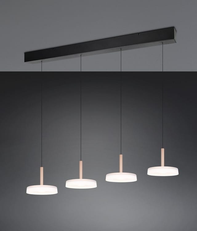 Led Pendelleuchte celeste 4-flammig höhenverstellbar Glas Weiß, b: 115cm