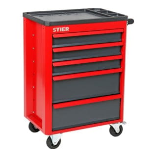 Werkstattwagen Basic+, Montagewagen mit Kunststoffabdeckung, unbestückt - leer, Werkzeugwagen, Max. Belastung 185 kg - Stier