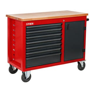 Fahrbare Werkbank, mit 7 Schubladen und Tür, 925x1120x520 mm, in Dunkelgrau - Stier