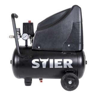 Stier - Kompressor lkt 200-8-24 für Druckluft-Werkzeug, 1200 w, 8 bar, 24 Liter Tank, 10 kg, mit Abschaltautomatik, Werkstattkompressor, ölfreiem