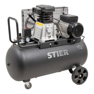 STIER Kompressor LKT 880-10-90, 3000 W, max. Druck 10 bar, 90 Liter Tank, 81 kg, geeignet für Anwendungen mit hohem Luftbedarf, Reifenwechsel,