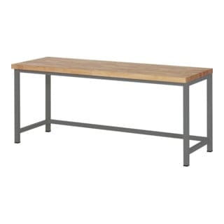 Höhenverstellbare Werkbank Premium, 200x70x84-104cm, pulverbeschichteter Stahl & Buche - Stier