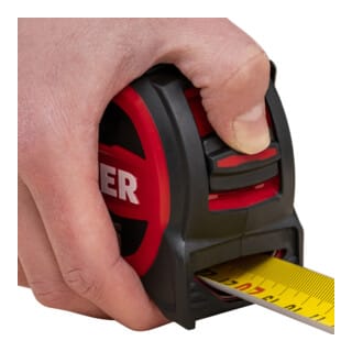 Premium Taschenbandmaß, 5 m x 32 mm, mit Magnet und Edelstahlhaken für sicheren Halt, mit Gürtelclip - Stier