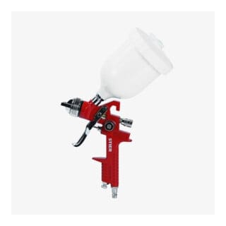 Effiziente Farbspritzpistole SFP-600, mit 500 ml Fließbecher, perfekt für Holzlacke und KFZ-Lackierung, präzises Farbsprühen mit diesem