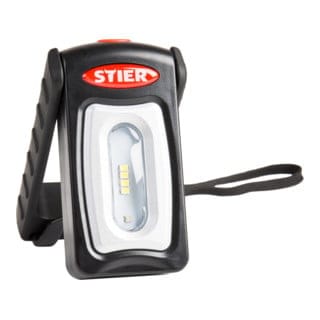 STIER Akku LED Werkstattleuchte, 250 Lumen, einer Leuchtdauer von 2,5 Stunden, 360° drehbarem Haken und Micro USB Ladekabel, Arbeitsleuchte, Led
