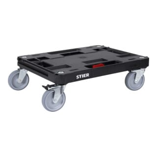 Systainer-Rollbrett rb BLACK-Edition für alle T-Loc Systeme und Systainer³, 100 kg Tragkraft, mit 2 stabilen Griffen, praktische Durchführung für