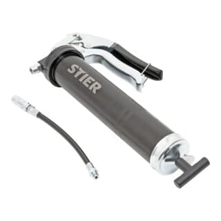 Einhand-Fettpresse mit Nylonschlauch, Arbeitsdruck 410 bar, Kompatibel mit allen gängingen Fettkartuschen, ergonomischer Anti-Rutsch-Pistolengriff,