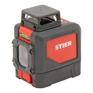 STIER Kreuzlinienlaser 360° x 120°, grün 520nm, Kreuzlaser grün, Linienlaser, Baulaser mit präziser Nivelliergenauigkeit von ±3 mm / 10 m, inkl.