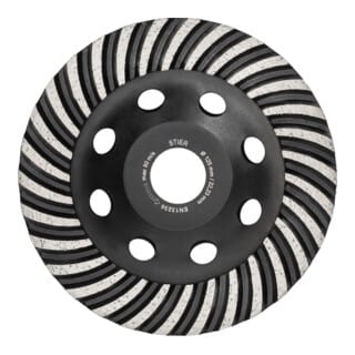 Diamantschleiftopf, 125 x 22,23 mm, mit Turbo-Rand, für Beton und Naturstein, hohe Abtragsleistungen, 12.200 rpm - Stier