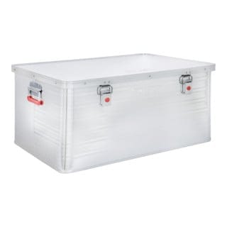 Alubox, Aluminiumbox 135L, Staub- und spritzwasserresistent mit Gummidichtung und 2 Klapphandgriffen, Alukiste mit Spannverschluss, zuverlässige