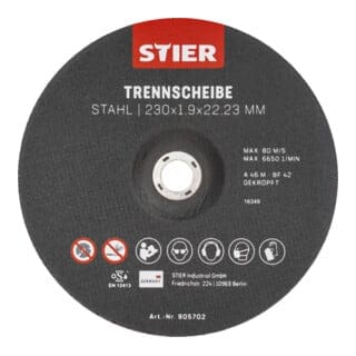 Trennscheiben Stahl, Maße: 230 x 1,9 x 22,23 Form 42, gekröpfte Ausführung 25 Stück, für Winkelschleifer jeder Art Für Edelstahl, Stahlguss, etc.