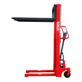 Hydraulik-Stapler 1000 kg: Leistungsstarker Einfach-Mast-Stapler, Traglast von 1000 kg, Hubbereich 85 mm - 1600 mm, bequemes Anheben per Fußpedal