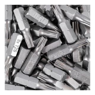 STIER TORX-Bit-Großpackung, 50 Bits, T 25, 25 mm Länge, Profi Werkzeug, langlebig und robust, in Plastikbox, ideal für professionelle oder heimwerker
