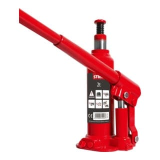Hydraulik Flaschen-Wagenheber, hohe Belastbarkeit von bis zu 2 Tonnen, mit langem Pumphebel, Car-Jack, Hubhöhe bis 345 mm, geschweißter