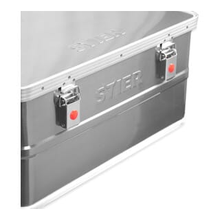 Alubox, Aluminiumbox 50L, Staub- und spritzwasserresistent, mit Gummidichtung und 2 Klapphandgriffen, Transportkiste aus verchromten Stahl und