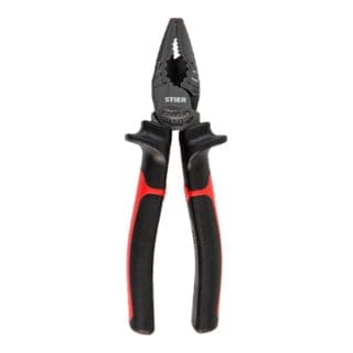 Kraft-Kombinationszange, Länge 180 mm, eckig, Multifunktionale Greifzange, Klemmzange, Biegezange, Schneidzange, integrierter Ringschlüssel,