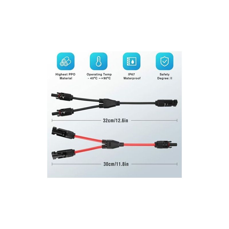Inhhub Solarmodulkabel-profi-stecker (1 Auf 2-polig) Y-stecker Solarmodulkabel Mmf + Ffm Solaradapter 1 Paar-inhhub