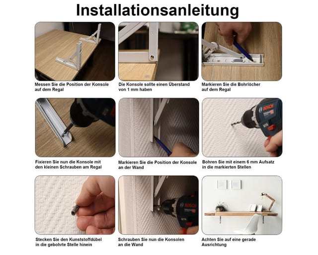 Ms Beschläge - Schwerlast Klappkonsolen Weiß 200x185mm 3-stufig einstellbar Klapptischhalter