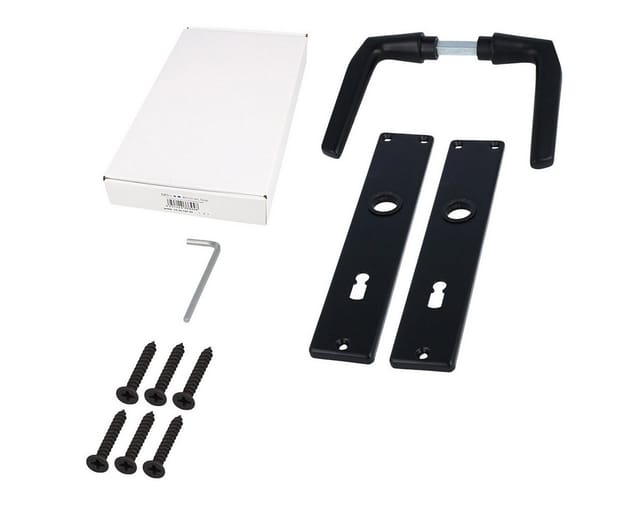 Ms Beschläge - Schwarze Schildgarnitur Langschild-Türgriff Türdrücker Aluminium Türbeschlag bb
