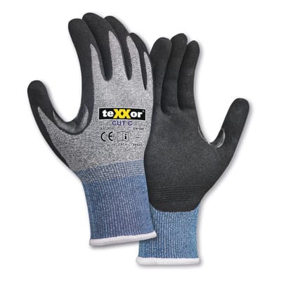Schnittschutz-Strickhandschuhe cut c grau/blau/schwarz 2610 Größe 8 - Texxor
