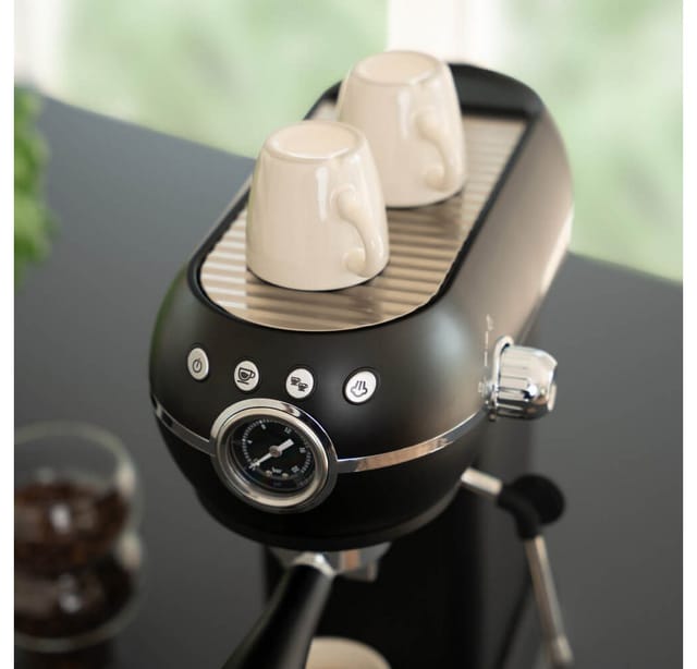 Home Deluxe - Espresso Siebträgermaschine exquisite - Matt Schwarz inkl. Milchdüse, Siebträgermaschine, Siebträger, Kaffeemaschine