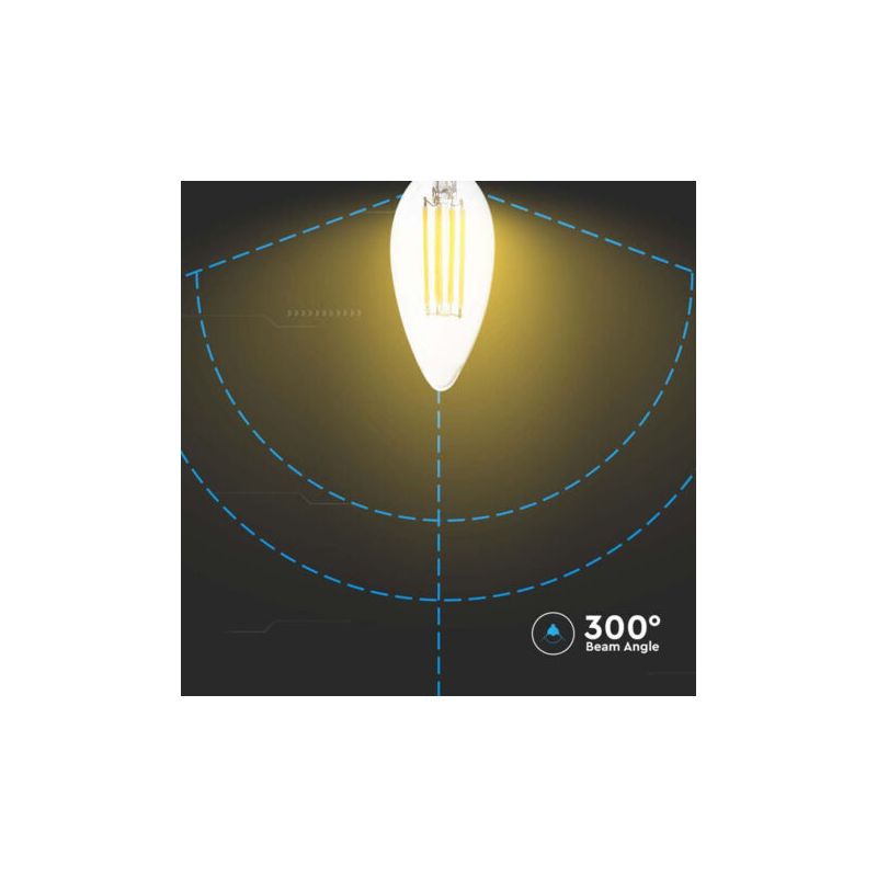 Vurahome - Led-filament-kerzenbirne, Xu, V-tac 4w E14, Kaltweiß, Hochwertiges Produkt, Lange Lebensdauer, Energiesparend, Uv-frei, Ce/rohs-konform, Zufriedenheitsgarantie -