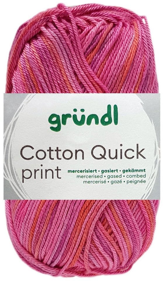 Wolle Cotton Quick print 50 g fuchsia-rot-multicolor Handarbeit - Gründl