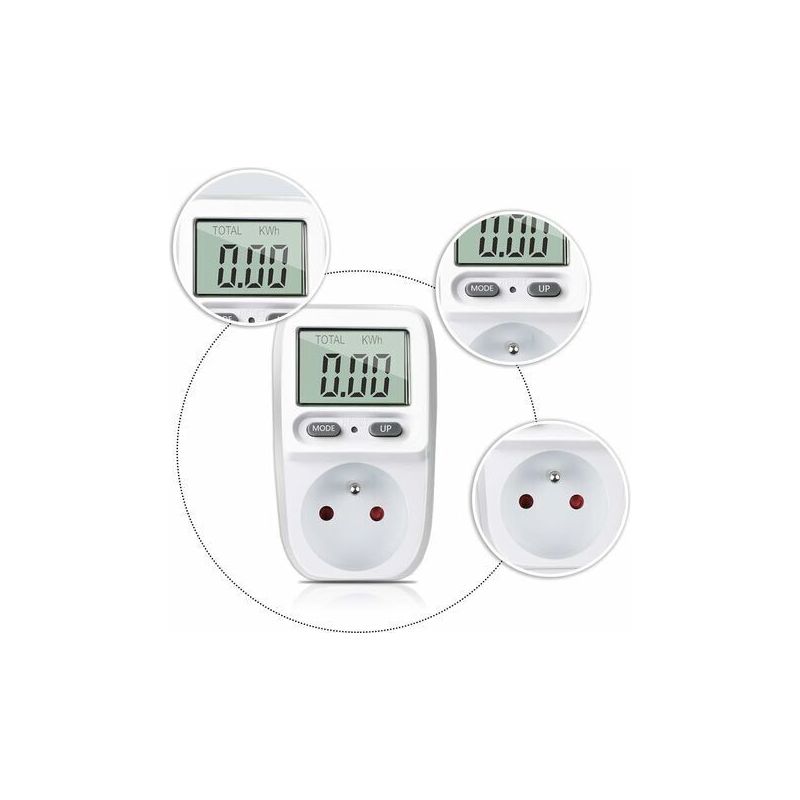 Wattmeter – Stromkostenüberwachung, Energiezählerstecker, Überlastschutz, Max. 3680 W – Weiß
