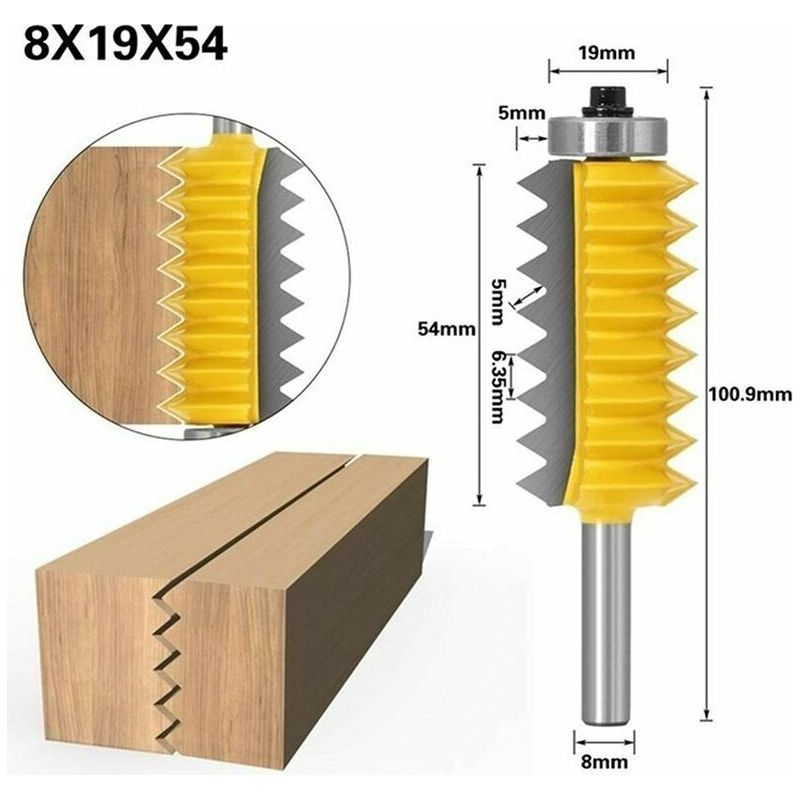 Vurahome - 8mm Schaft Paneel "v" Bits Verbindungsfingerfräser Für Holzzapfen Holzbearbeitung Kegelzapfenfräsmaschine (größe: 8x19x54)