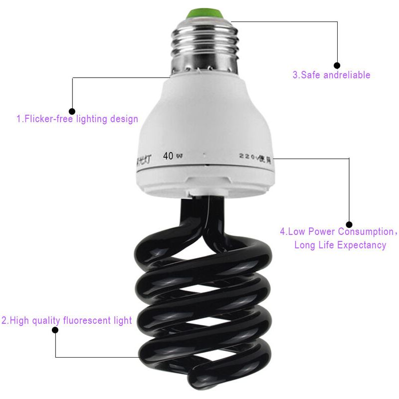 Vurahome – 15-w-e27-uv-lampe, 220-v-led-schwarzlichtlampe, Dekorative Weihnachtsbeleuchtung, Insektenvernichterlampe, Ultraviolettlampe