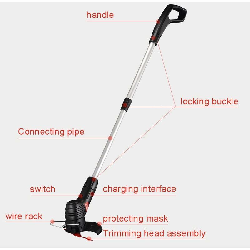 Vurahome – Akku-freischneider, Akku-trimmer Mit Klinge, Motorisiertes Gartengerät, Akkubetriebener Rasenmäher Für Garten Und Rasen, Mit Teleskopstange, Zum Trimmen Von Rasenflächen Und Gärten