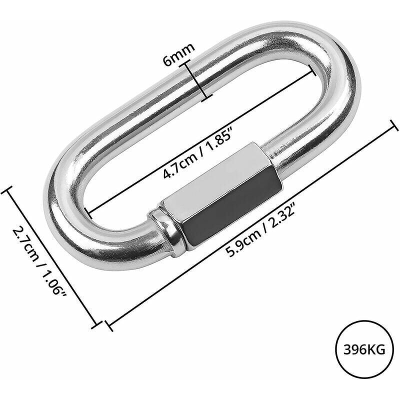 Vurahome – Edelstahl-schraubkarabiner M6 (8er-pack) – Ovaler D-förmiger Kettenkarabiner, 5,9 Cm, Schnellverschluss, Ideal Für Camping, Outdoor-aktivitäten Und Wandern