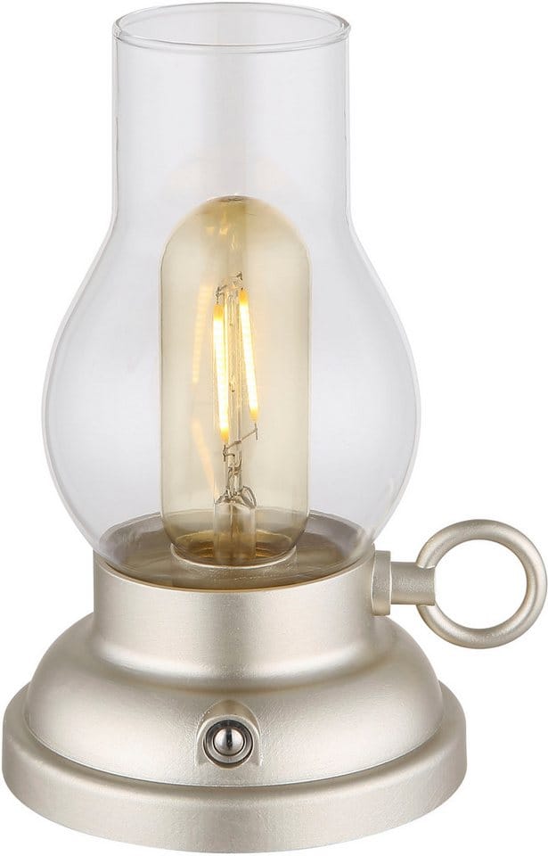Tischlampe Tischleuchte Beistelllampe Glas amber Akku Touchdimmer LED H 17,5 cm