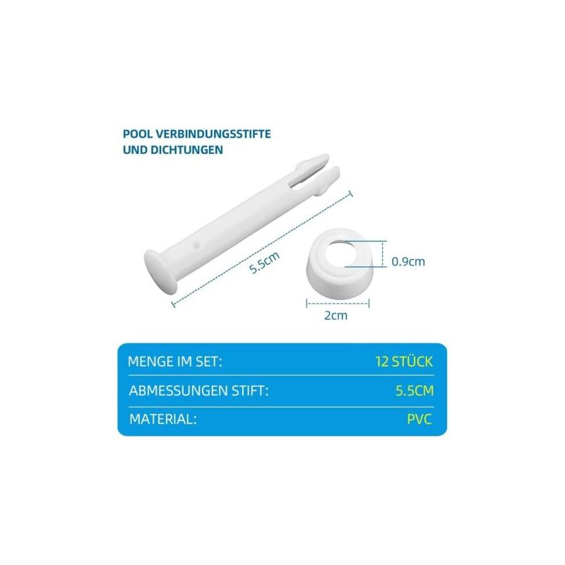 Set Mit 12 Ersatzteilen Für 5,5 Cm Pools: Verbindungsstifte Und Dichtungen Für Intex- Und Bestway-pools Ersatzstifte Und Dichtungen Für Runde Rahmenpools