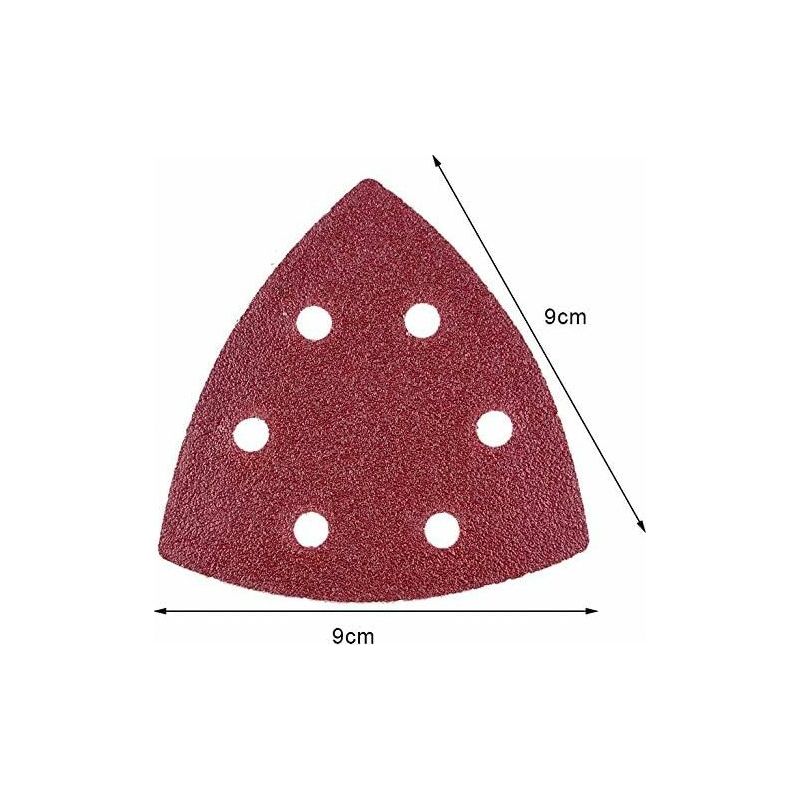 Vurahome - 100 Stück Delta-schleifer-dreiecke, 6 Löcher, 93 X 93 X 93 Mm, Für Delta-schleifer, Schleifblätter, Klett-schleifpads (100 Stück)
