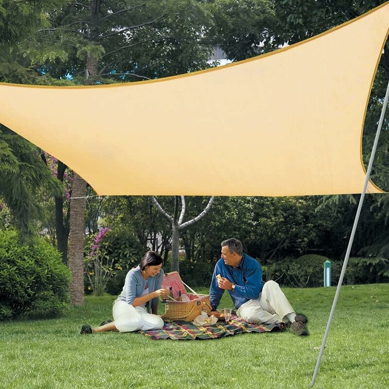 Vurahome – Rechteckiges Sonnensegel (hdpe) 2 X 2 M, Sandfarben, Uv-schutz, Für Terrasse, Camping, Garten