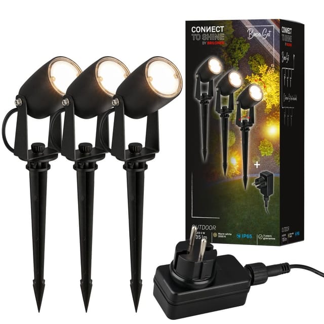 Briloner - connect to shine Starterset Iris mit 3er Set led Wegeleuchten, IP65