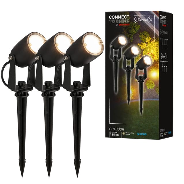 Briloner - connect to shine Erweiterungsset Iris mit 3er Set led Gartenstrahler, IP65