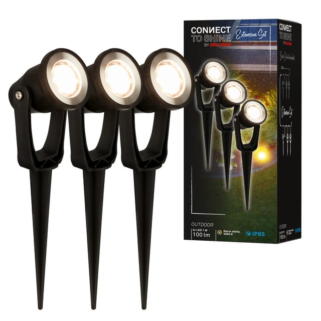 Briloner - connect to shine Erweiterungsset Lilis mit 3er Set led Gartenstrahler, IP65