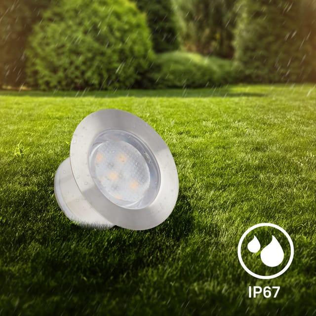 Briloner - connect to shine Starterset Padouk mit 3er Set led Bodeneinbaustrahler, IP67