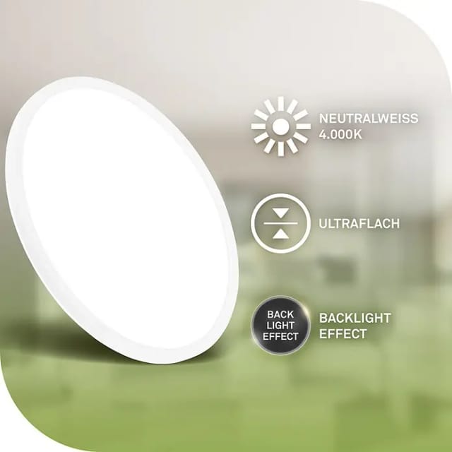 Led Deckenlampe eek a Deckenleuchte Rund Flach Panel Backlight 42cm Weiß