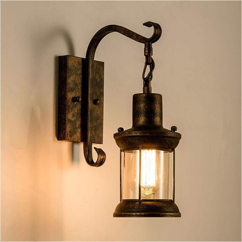 Vurahome - Industrielle Metallwandleuchte Mit Glasabdeckung, Vintage-retro-wandleuchte Für Champagnerhäuser, Cafés, Lofts, Küchen, Wohnzimmer Und Hotels (bronze, Leuchtmittel Nicht Enthalten)