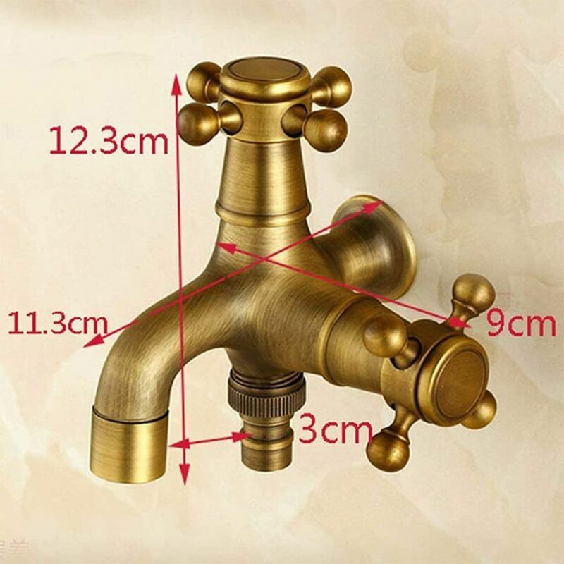 Vurahome - Wasserhahn Im Europäischen Stil, Vintage-doppelfunktions-wasserhahn Für Mopp Und Teich, Vintage-wandwasserhahn Aus Messing Für Badezimmer Und Garten Im Außenbereich