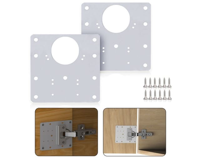 Ms Beschläge - Scharniertopfplatte 90x90mm 2 Stück Edelstahl Reparaturplatte Möbelbefestigung Verbinder