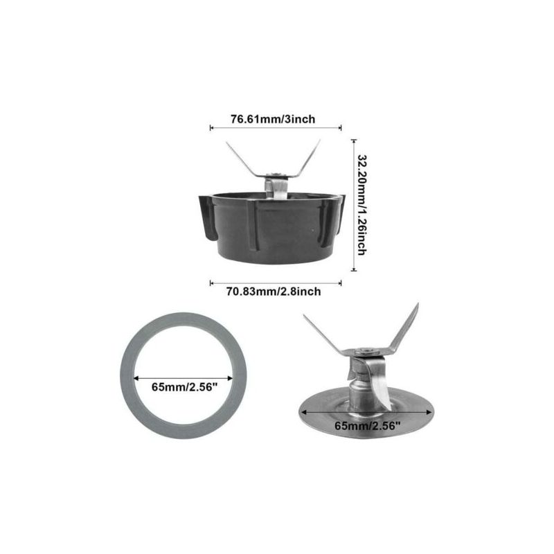 Vurahome - Ersatz-mixermesser Für Oster Mit Gummidichtungsring 4902 (1 X 4-seitiges Messer, Xu, 1 X 6-backen-festdeckel Und 1 X Grauer Dichtungsring) -