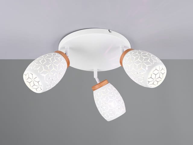 LED Deckenstrahler Weiß 3-flammig mit Stanzmuster, Ø58cm