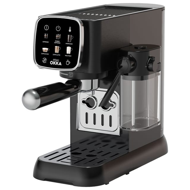 arzum OK0032-0500 Espressomaschine mit Siebträger Chrom mit Milchbehälter, mit Milchaufschäumdüse